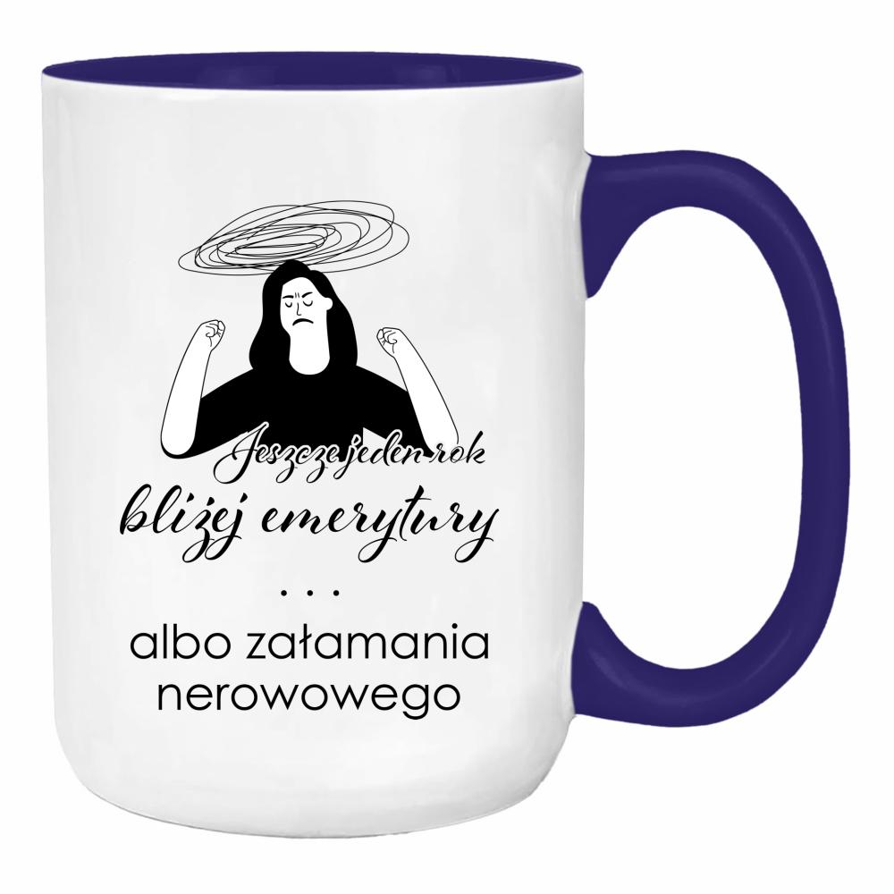 Jeszcze jeden rok bliżej emerytury duży kubek ucho kolor kolor navy