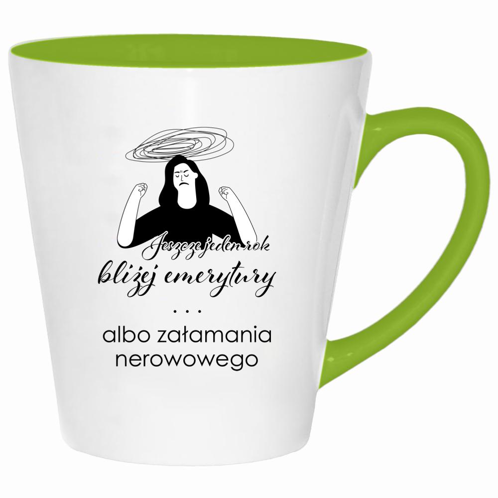 Jeszcze jeden rok bliżej emerytury kubek latte kolor limonka