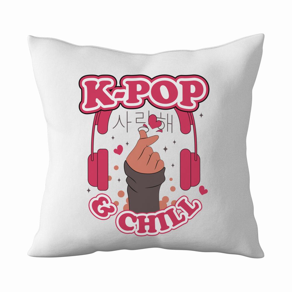 K-POP AND CHILL poduszka kolor biały