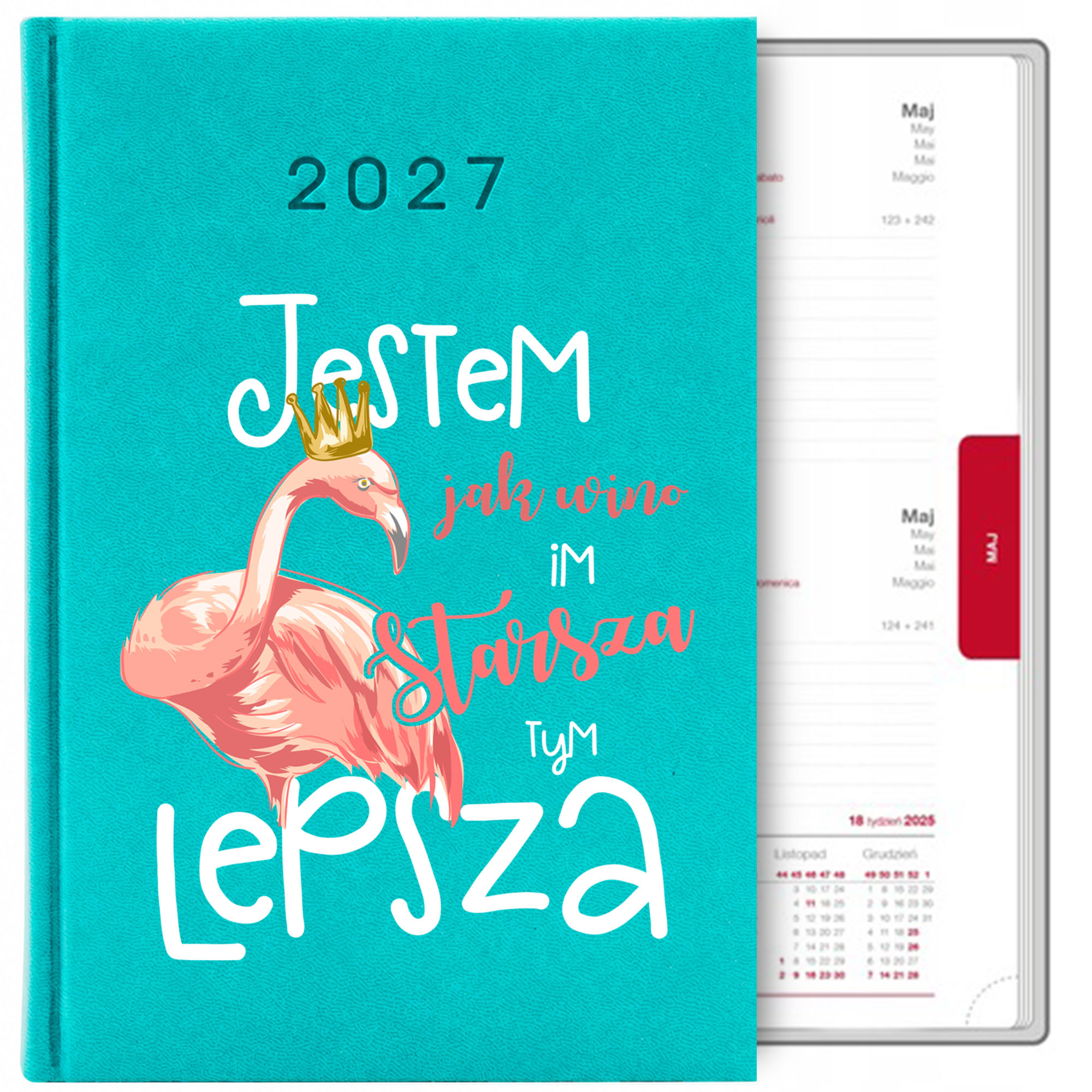 Kalendarz jestem jak wino kalendarz książkowy a5 2027 kolor turkusowy