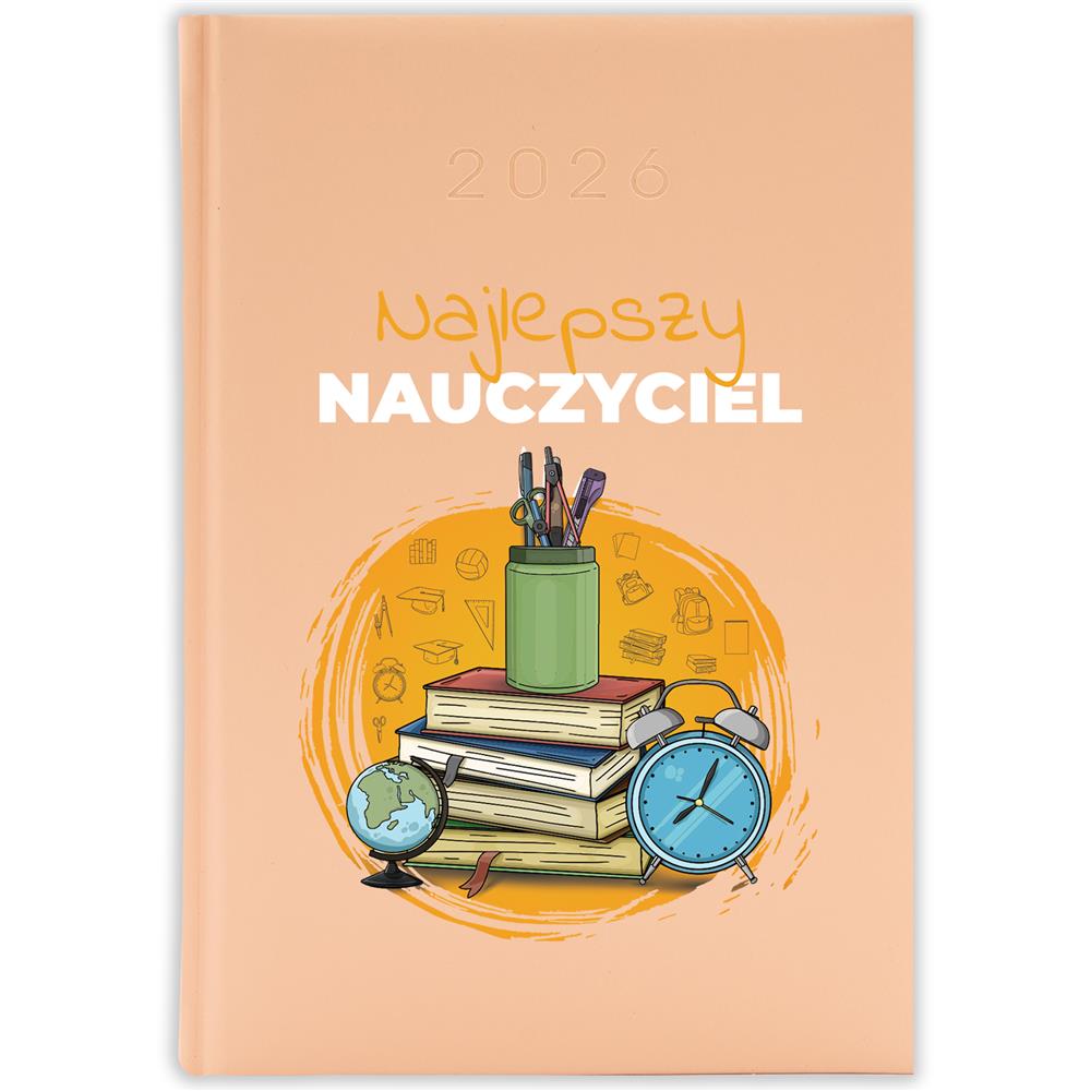 Kalendarz książkowy Najlepszy nauczyciel kalendarz książkowy a5 2026 kolor brzoskwiniowy