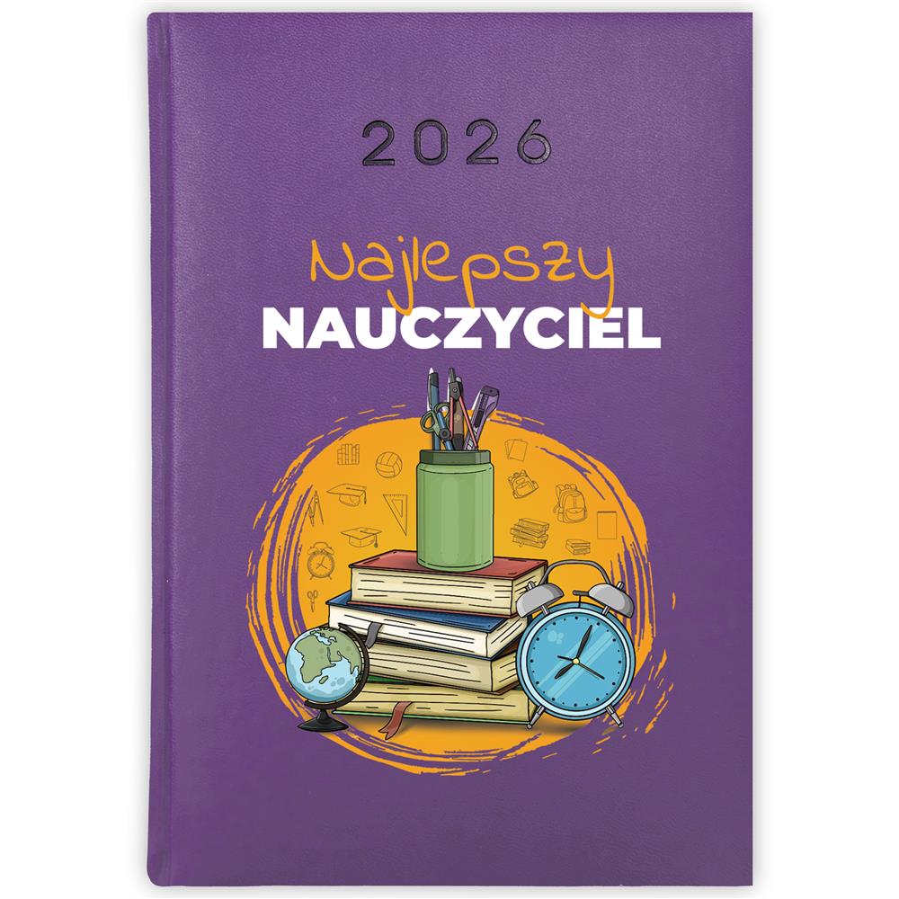 Kalendarz książkowy Najlepszy nauczyciel kalendarz książkowy a5 2026 kolor fioletowy