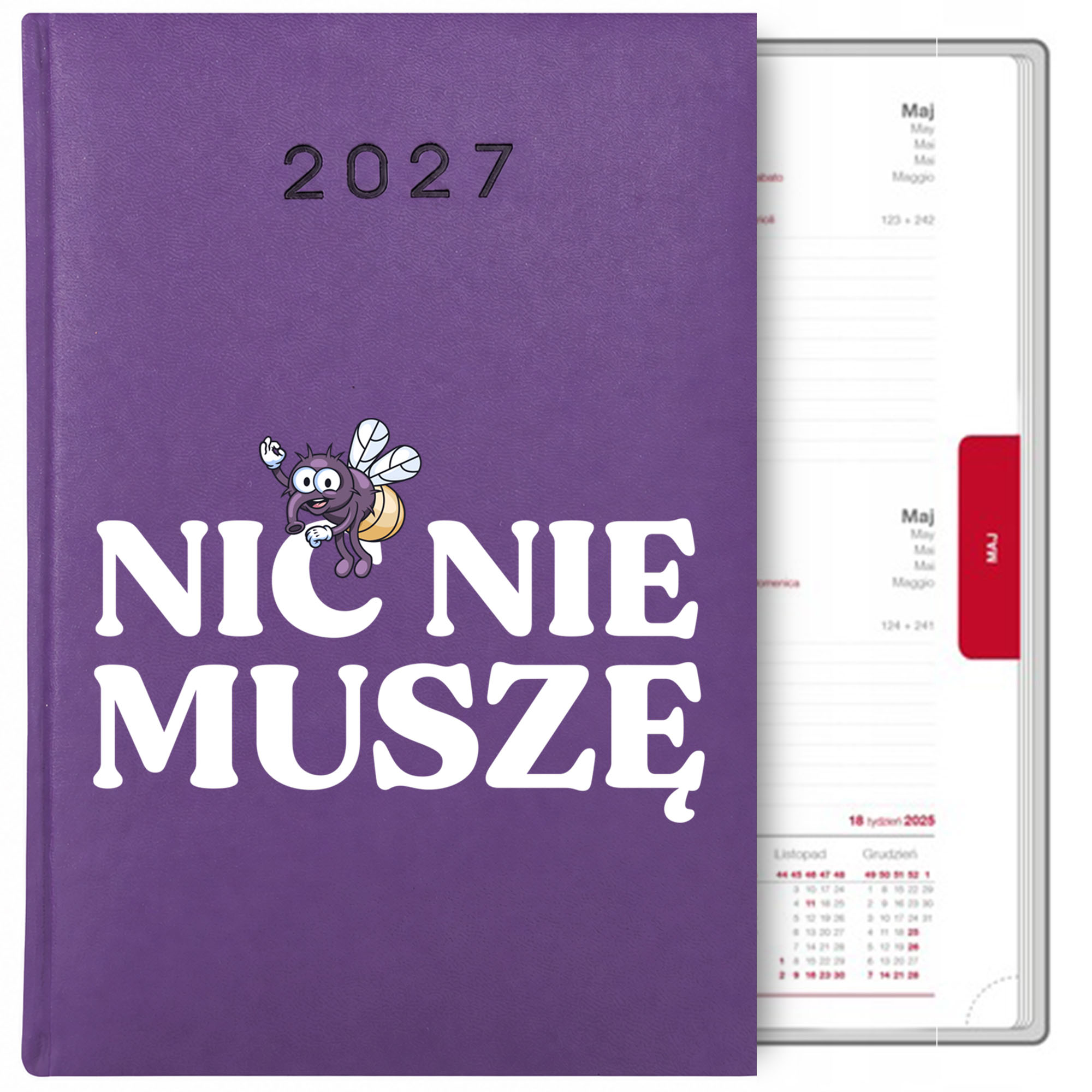 Kalendarz Nic nie muszę kalendarz książkowy a5 2027 kolor fioletowy