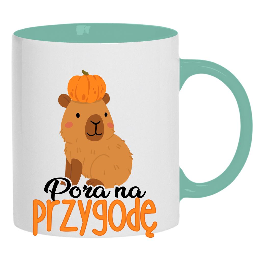 Kapibara Pora na przygodę kubek ucho kolor kolor miętowo zielony