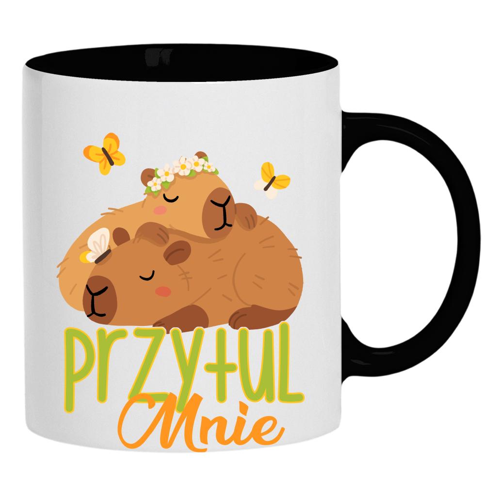 Kapibara Przytul mnie kubek ucho kolor kolor czarnyy