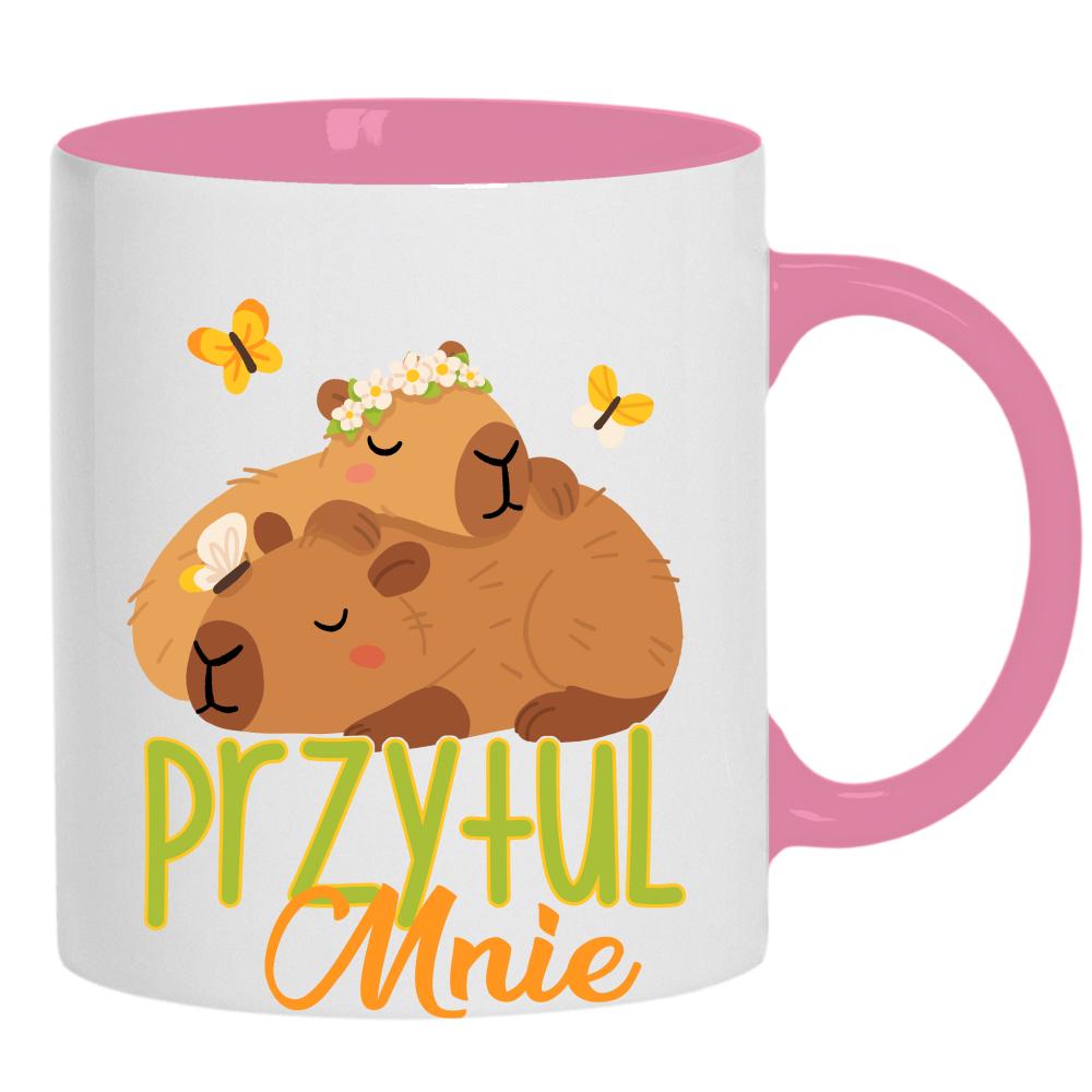 Kapibara Przytul mnie kubek ucho kolor kolor różowy