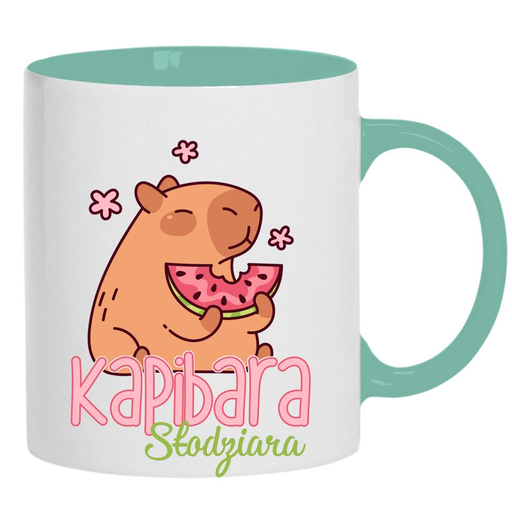 Kapibara Słodziara kubek ucho kolor kolor miętowo zielony