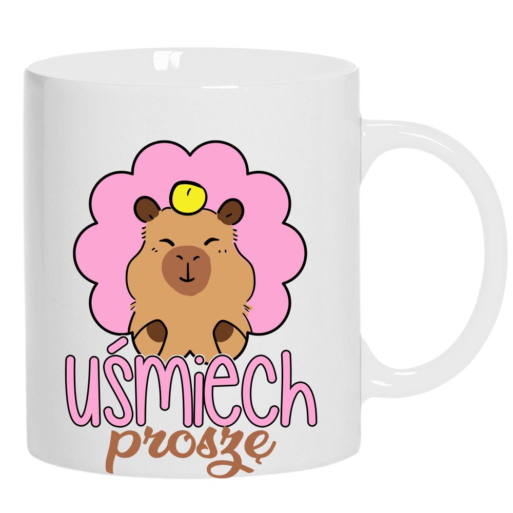 Kapibara Uśmiech proszę kubek ucho kolor kolor biały