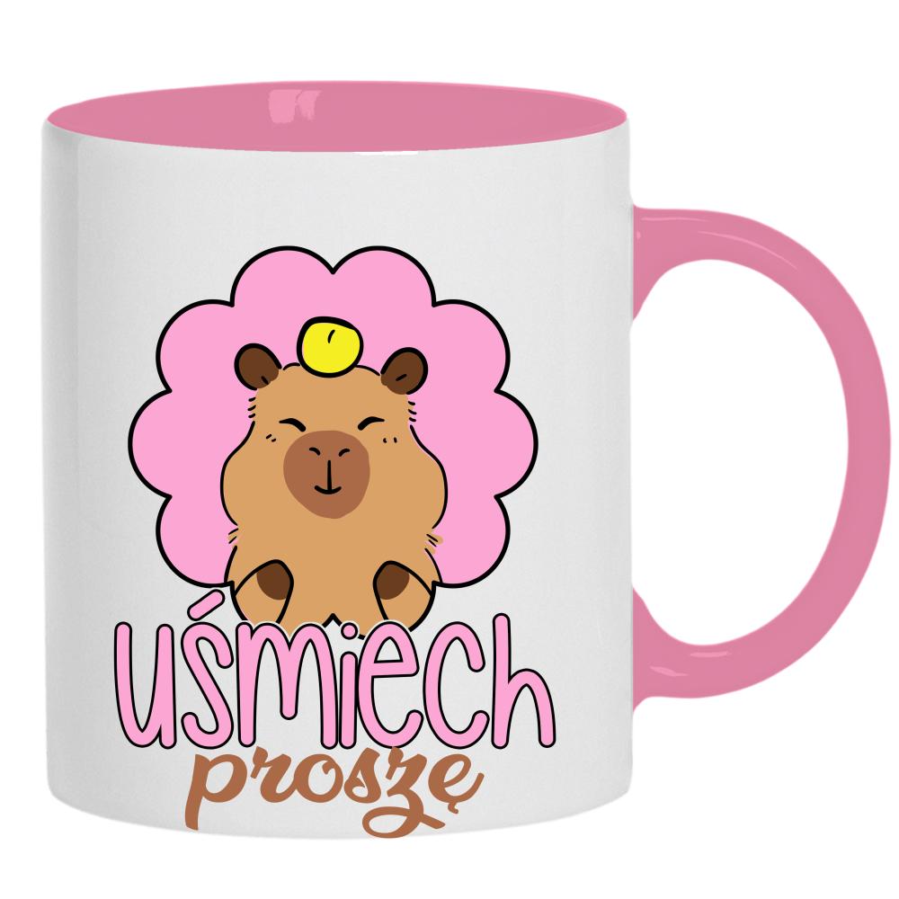 Kapibara Uśmiech proszę kubek ucho kolor kolor różowy