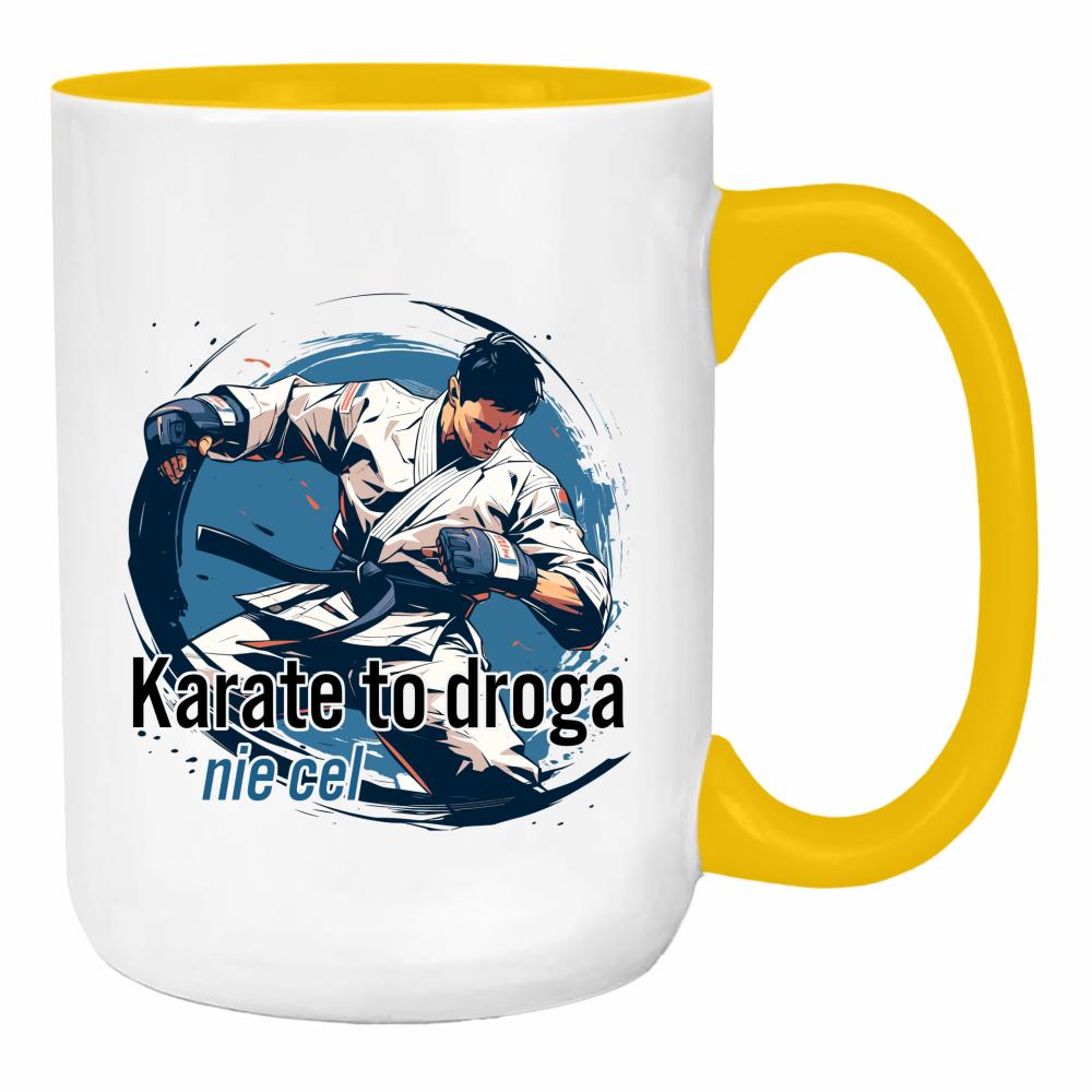 Karate to droga, nie cel duży kubek ucho kolor kolor żółty