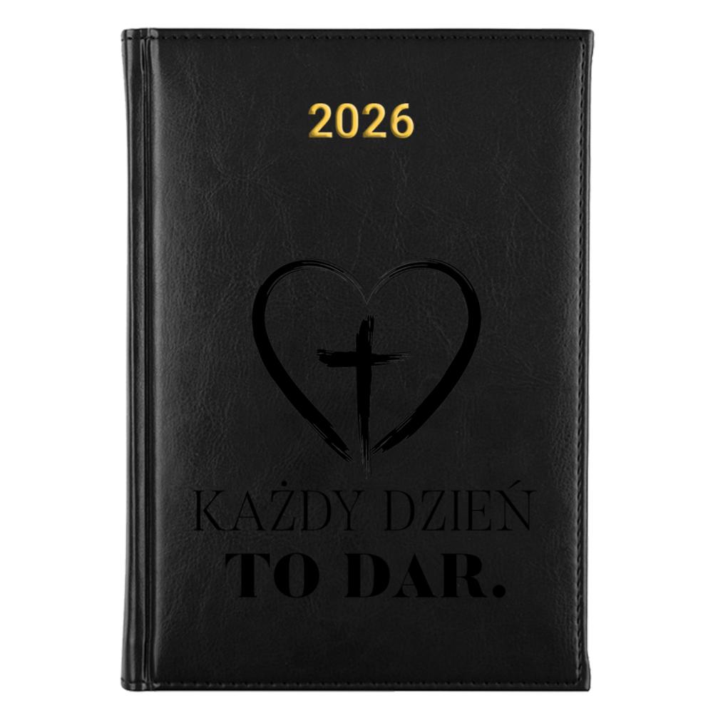 Każdy dzień to dar kalendarz książkowy a5 2026 kolor srebrny