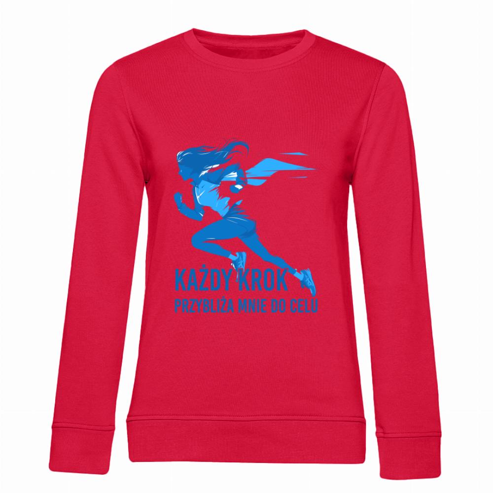 Każdy krok przybliża mnie do celu bluza damska bez kaptura kolor czerwony
