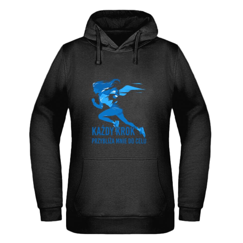 Każdy krok przybliża mnie do celu bluza damska z kapturem kolor pink