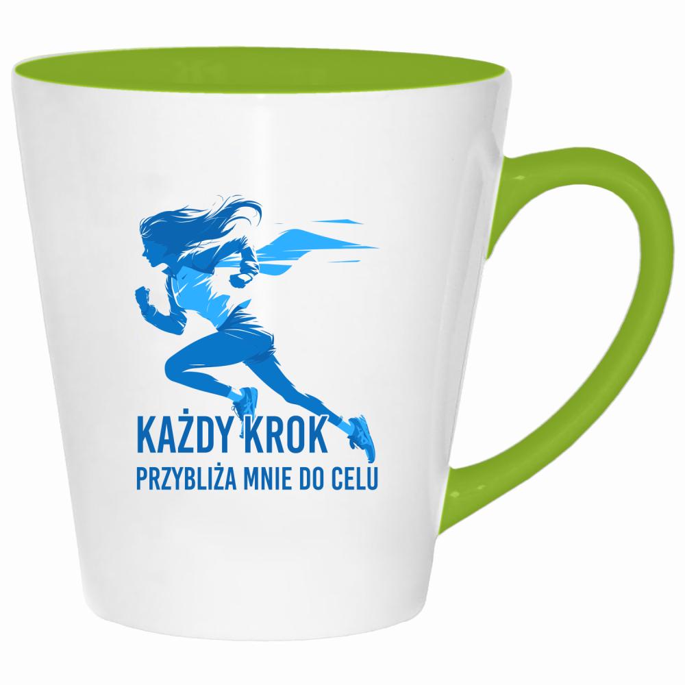 Każdy krok przybliża mnie do celu kubek latte kolor limonka