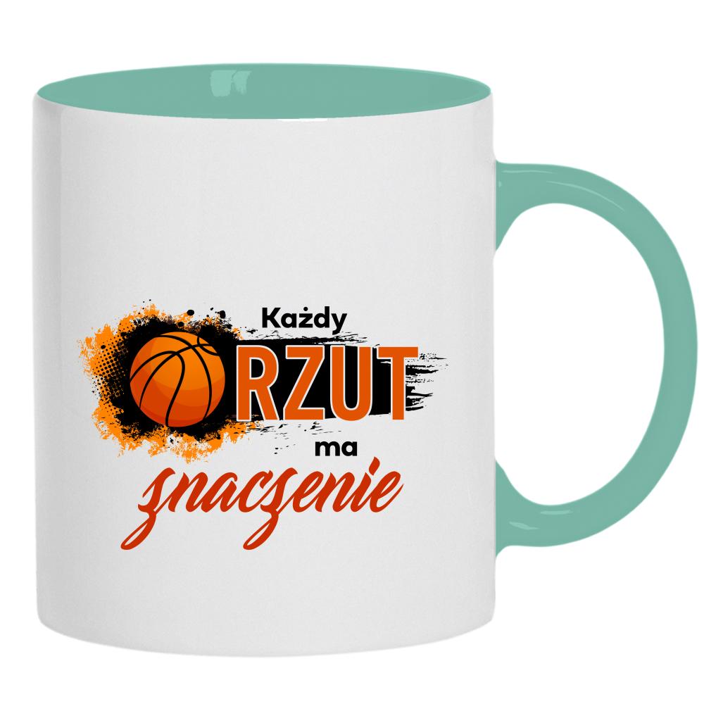 Każdy rzut ma znaczenie kubek ucho kolor kolor miętowo zielony