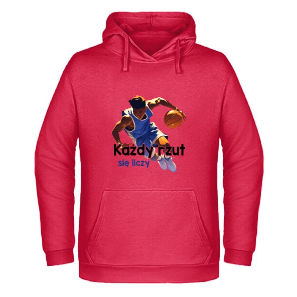 Każdy rzut się liczy bluza męska z kapturem kolor czerwony