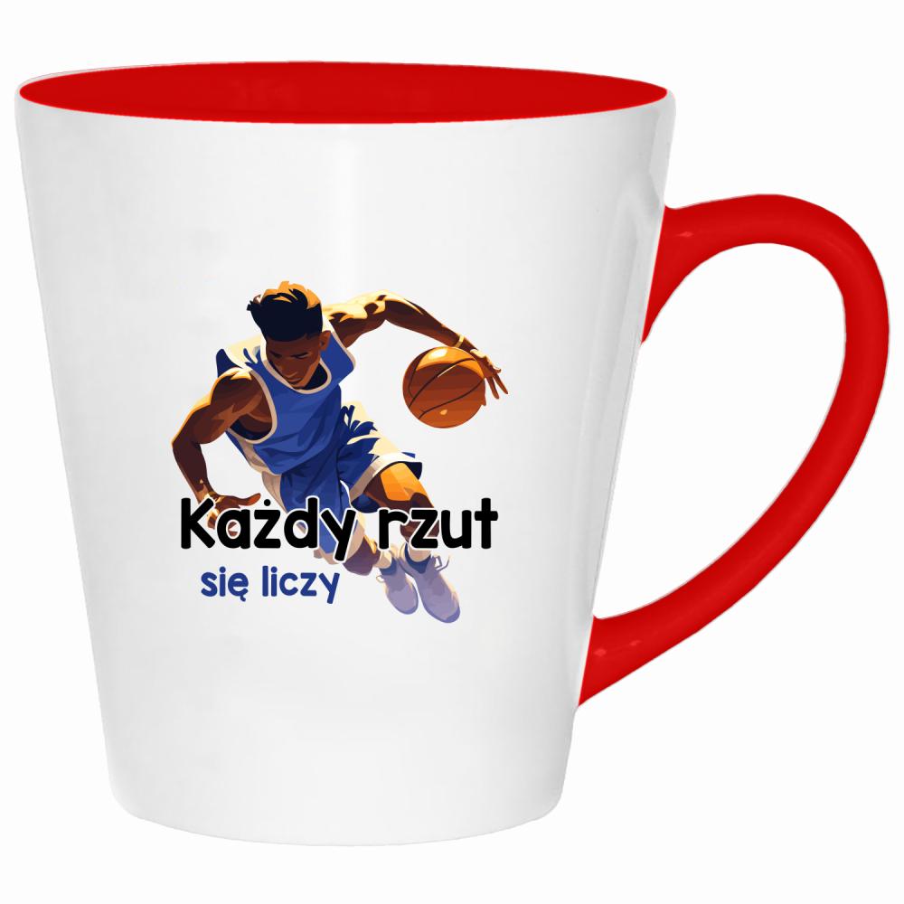 Każdy rzut się liczy kubek latte kolor czerwony latte