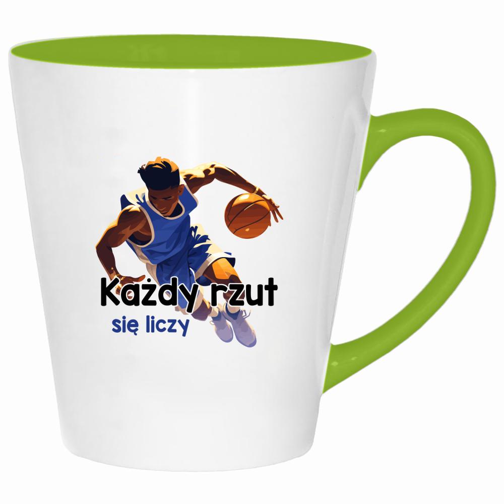 Każdy rzut się liczy kubek latte kolor limonka