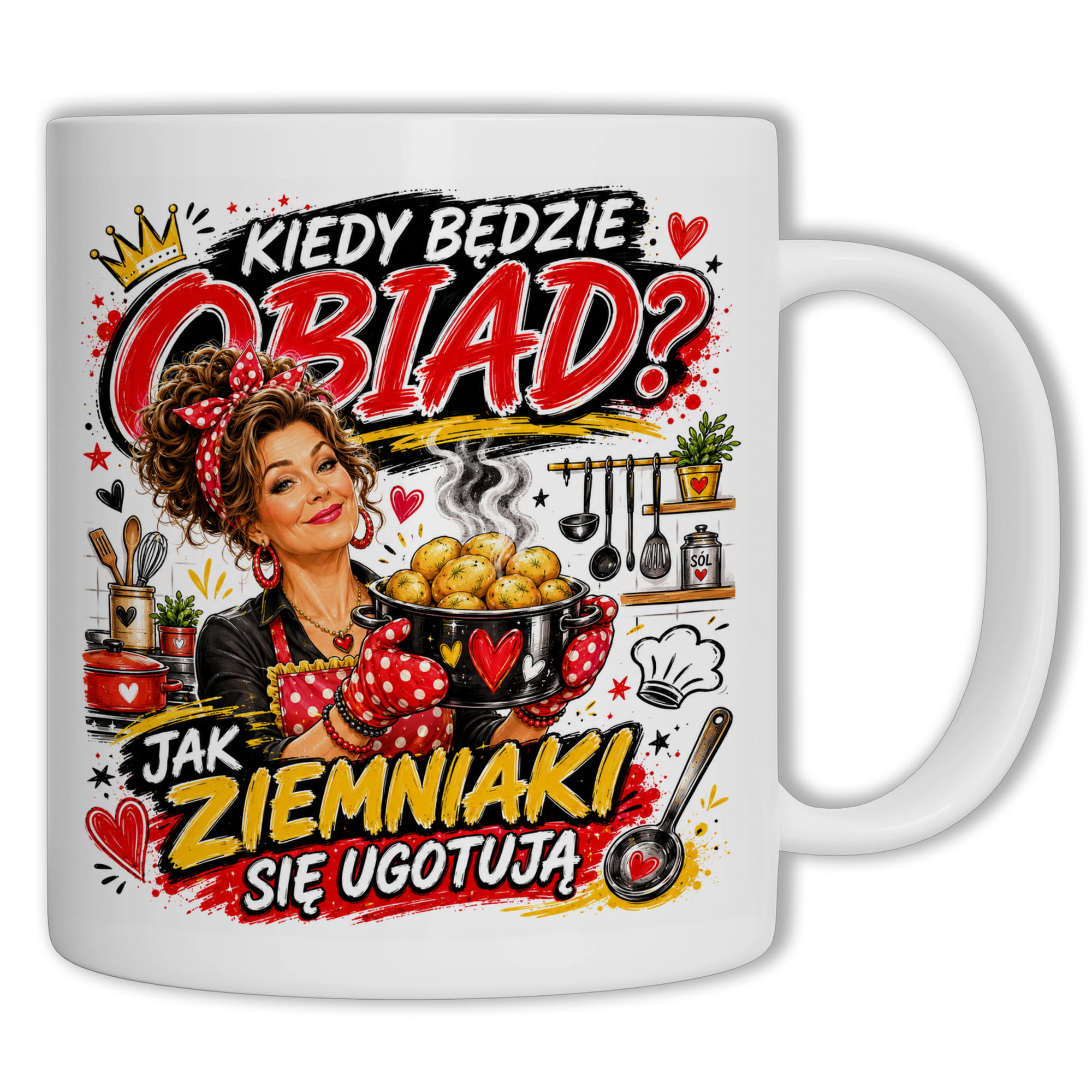 Kiedy będzie obiad? Jak ziemniaki się ugotują kubek ucho kolor