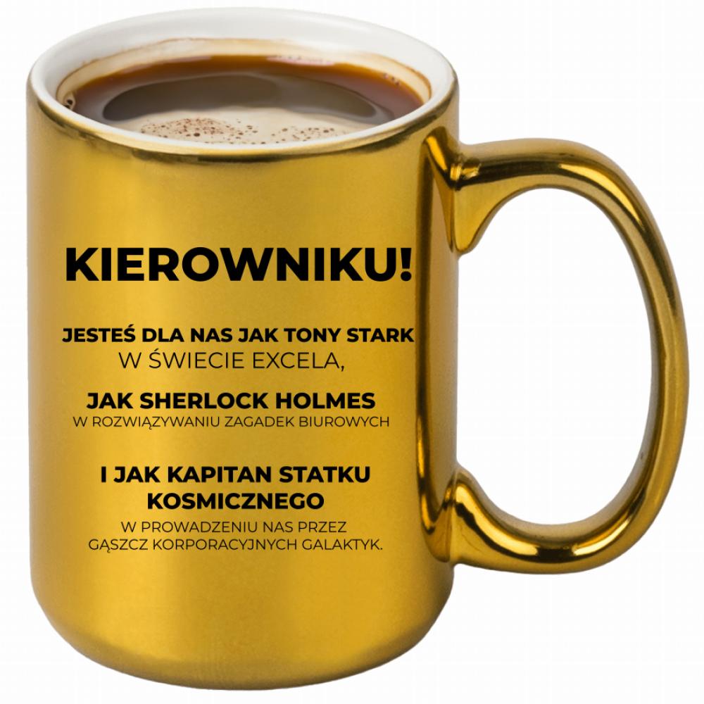 Kierowniku Jesteś jak Tony Stark kubek złoty kolor różowy