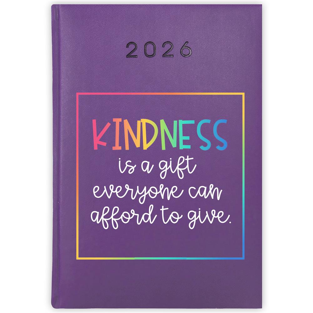 Kindness is a gift everyone kalendarz książkowy a5 2026 kolor fioletowy