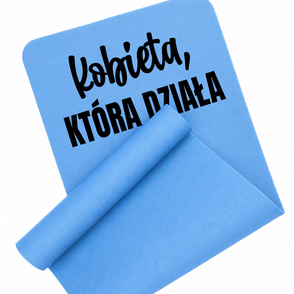 Kobieta, która działa mata piankowa do ćwiczeń kolor błękitny mata