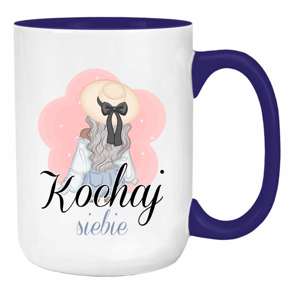 Kochaj siebie duży kubek ucho kolor kolor navy