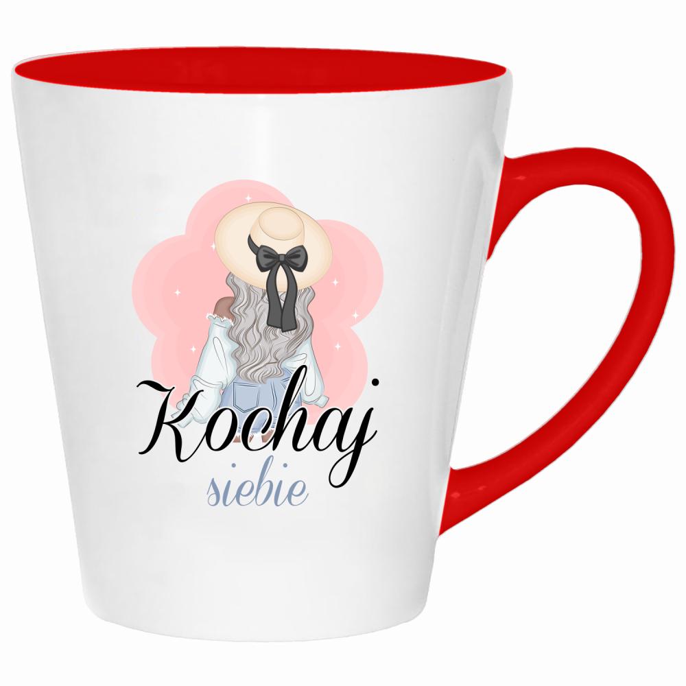 Kochaj siebie kubek latte kolor czerwony latte