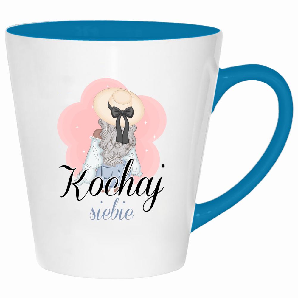 Kochaj siebie kubek latte kolor turkus