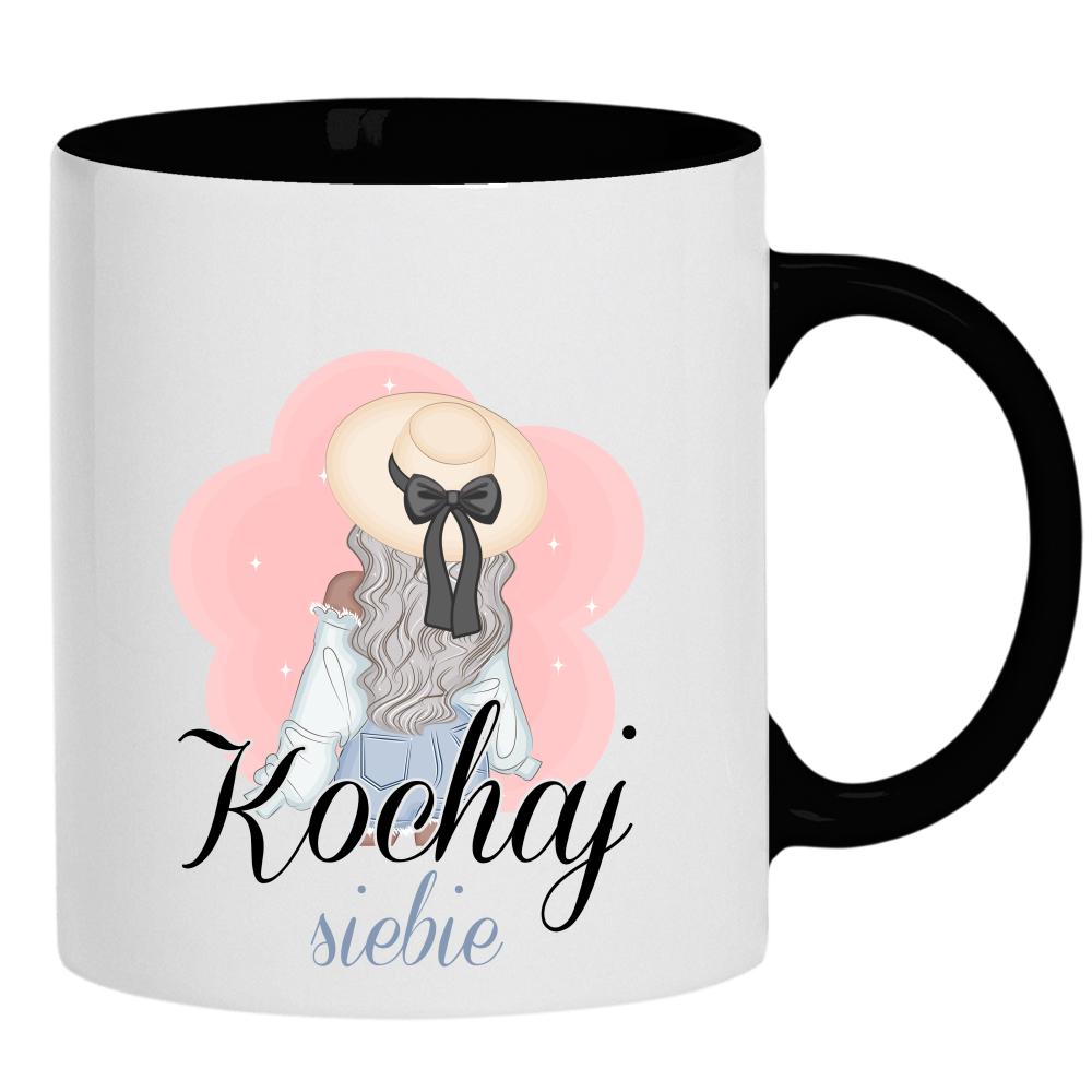 Kochaj siebie kubek ucho kolor kolor czarnyy