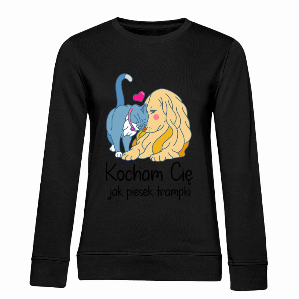 Kocham Cię jak piesek trampki bluza damska bez kaptura kolor różowy