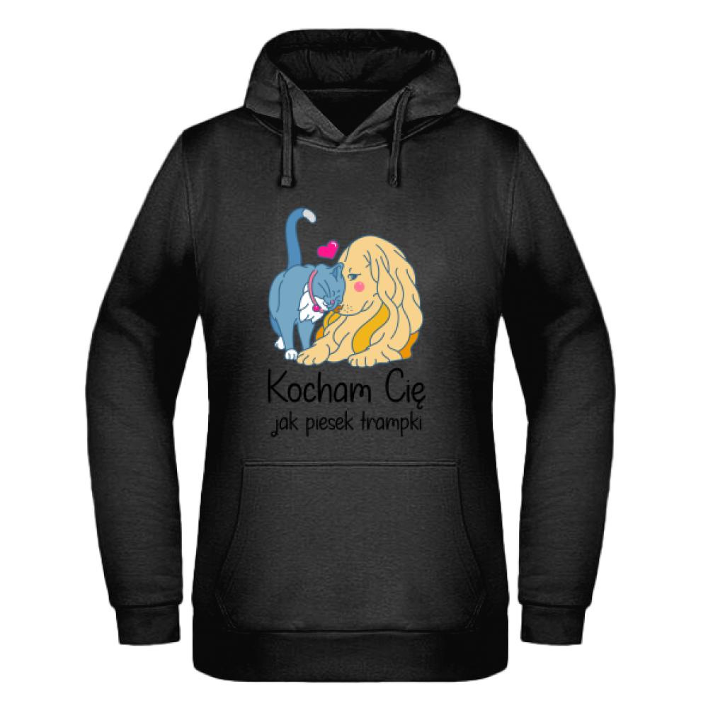 Kocham Cię jak piesek trampki bluza damska z kapturem kolor biały
