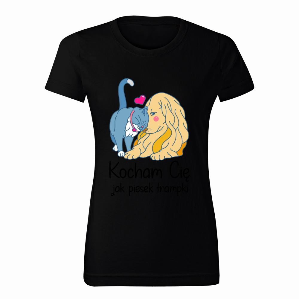 Kocham Cię jak piesek trampki koszulka damska kolor biały