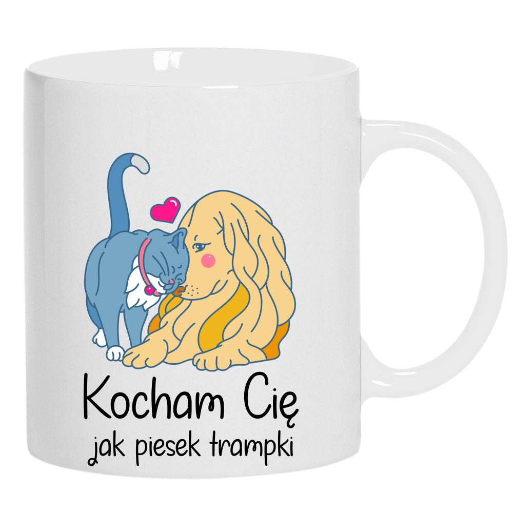 Kocham Cię jak piesek trampki kubek ucho kolor kolor biały