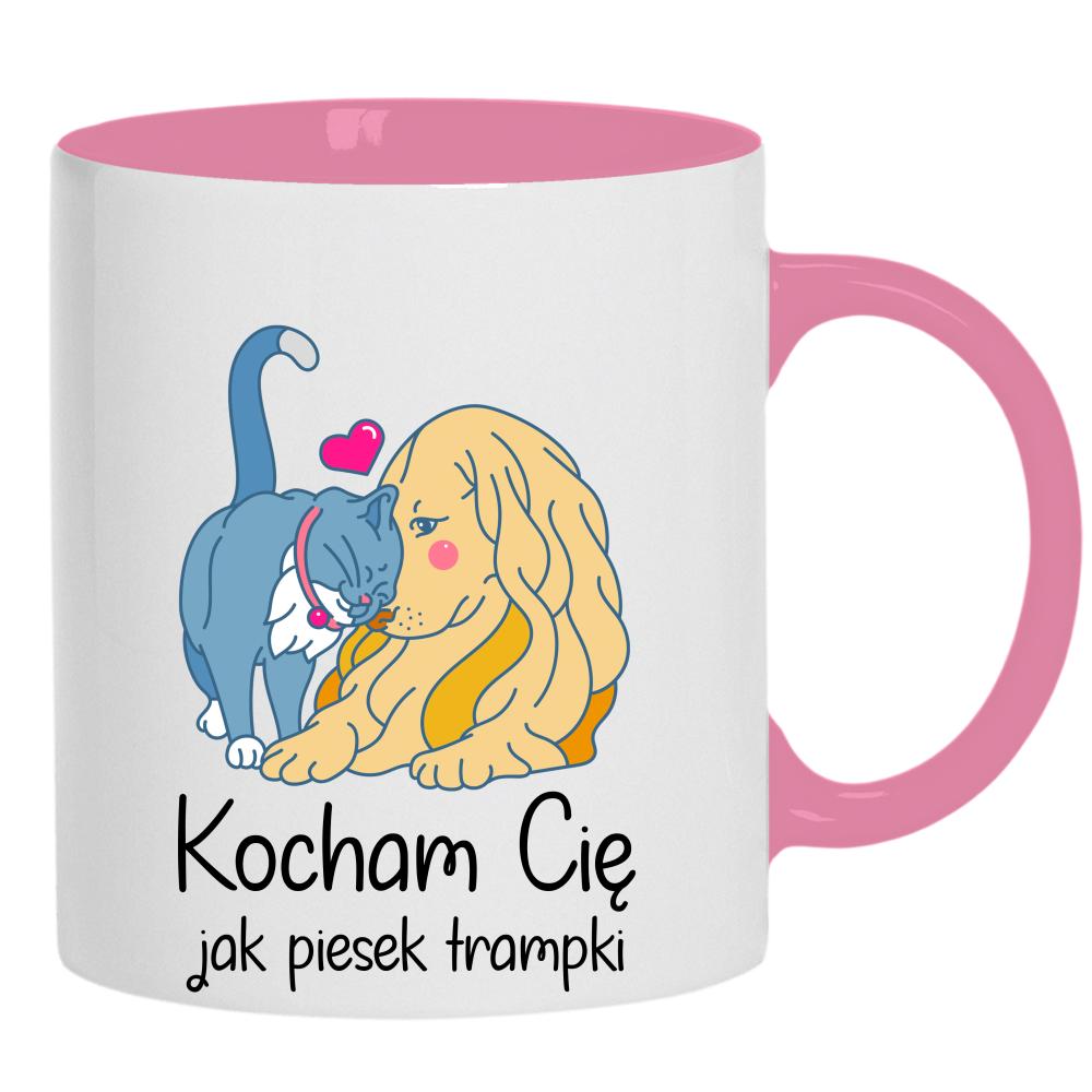 Kocham Cię jak piesek trampki kubek ucho kolor kolor różowy