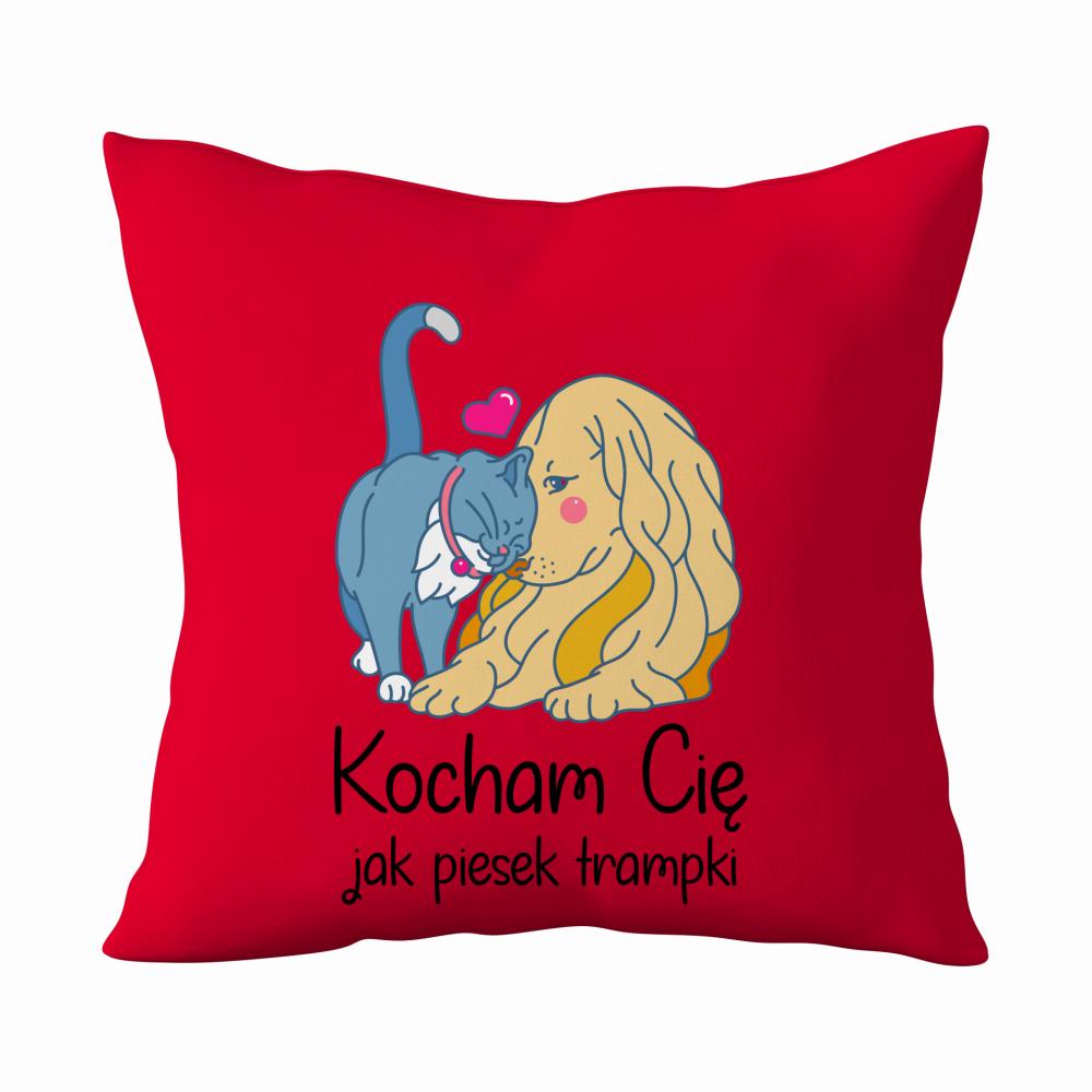 Kocham Cię jak piesek trampki poduszka kolor czerwony