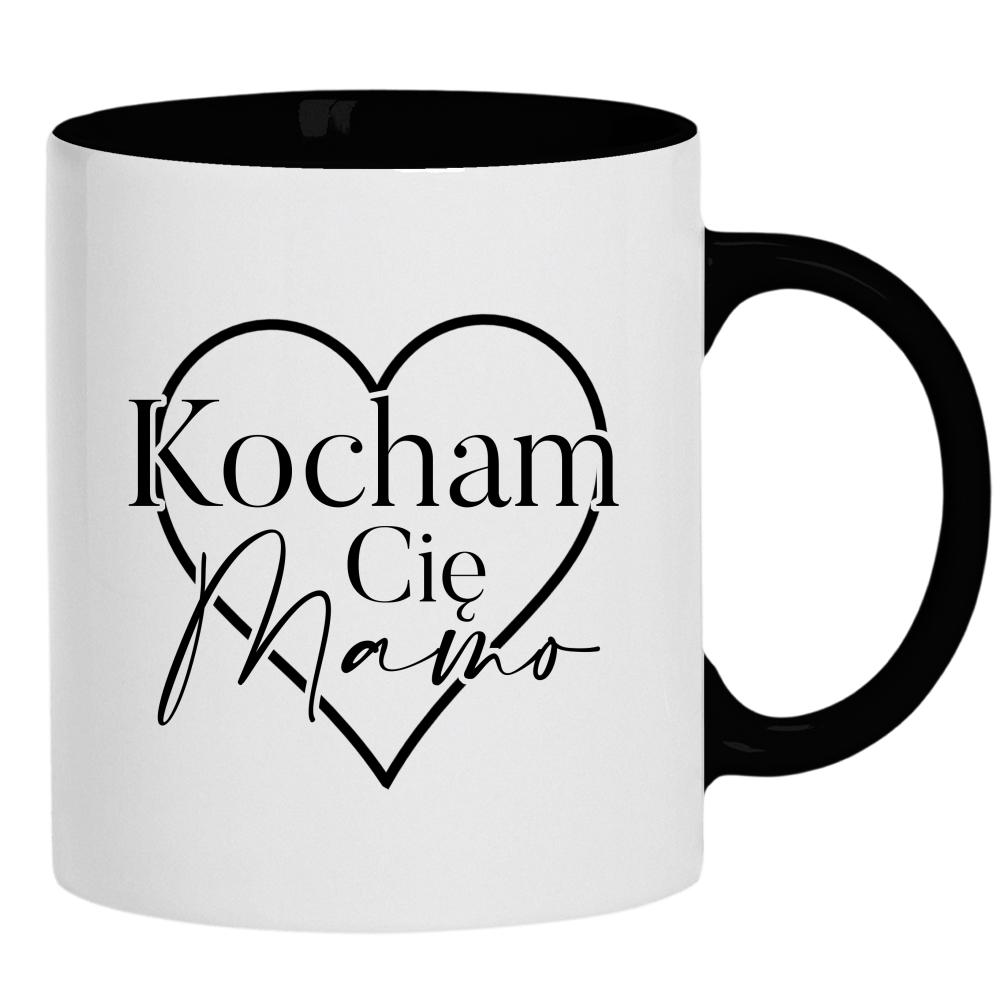 Kocham Cię, Mamo <3 kubek ucho kolor kolor czarnyy