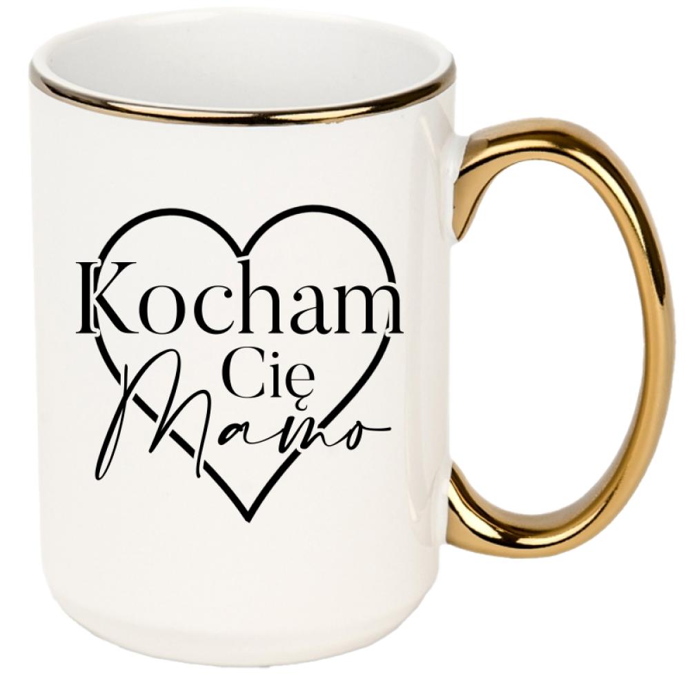 Kocham Cię, Mamo <3 kubek xxl złoty rant i ucho kolor czerwony latte
