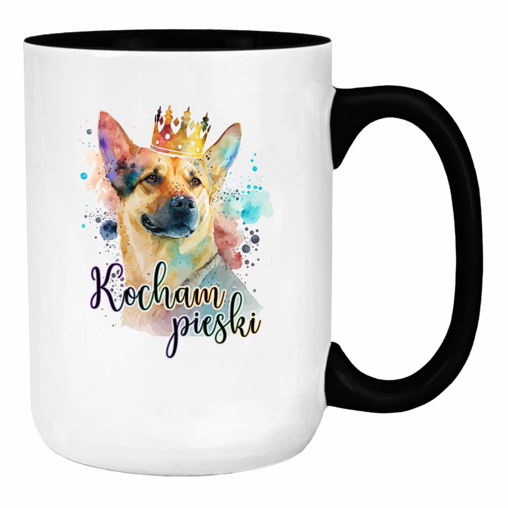 Kocham pieski duży kubek ucho kolor