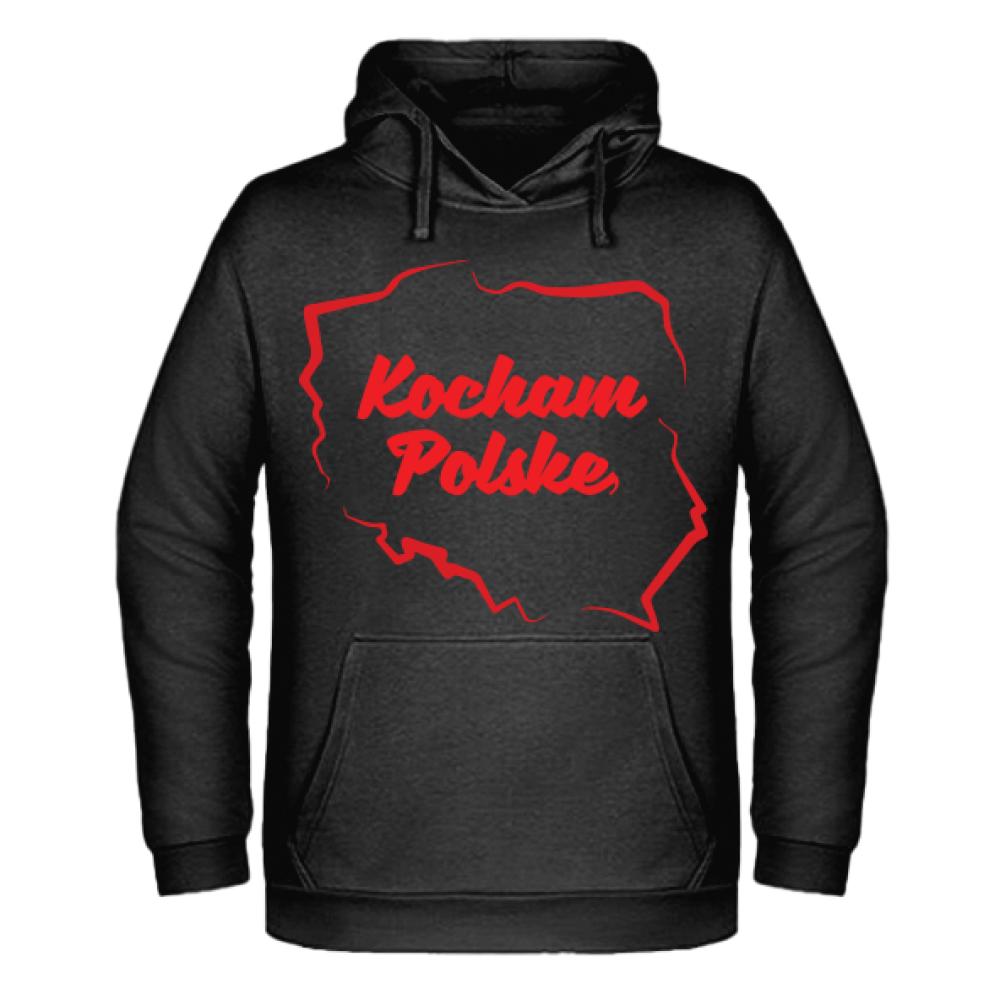 Kocham Polske bluza męska z kapturem kolor biały