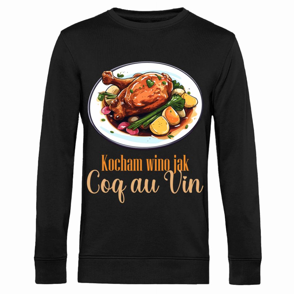 Kocham wino jak Coq au Vin bluza męska bez kaptura