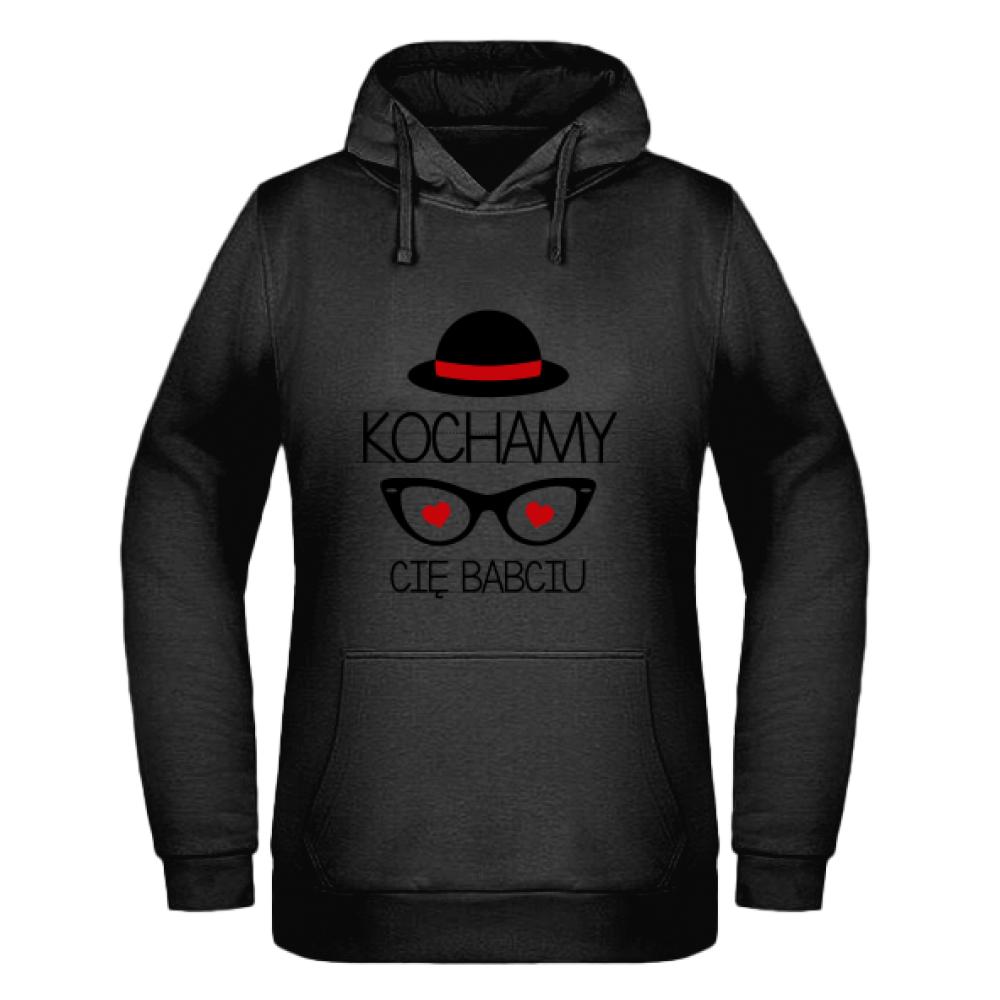 Kochamy Cię Babciu bluza damska z kapturem kolor navy