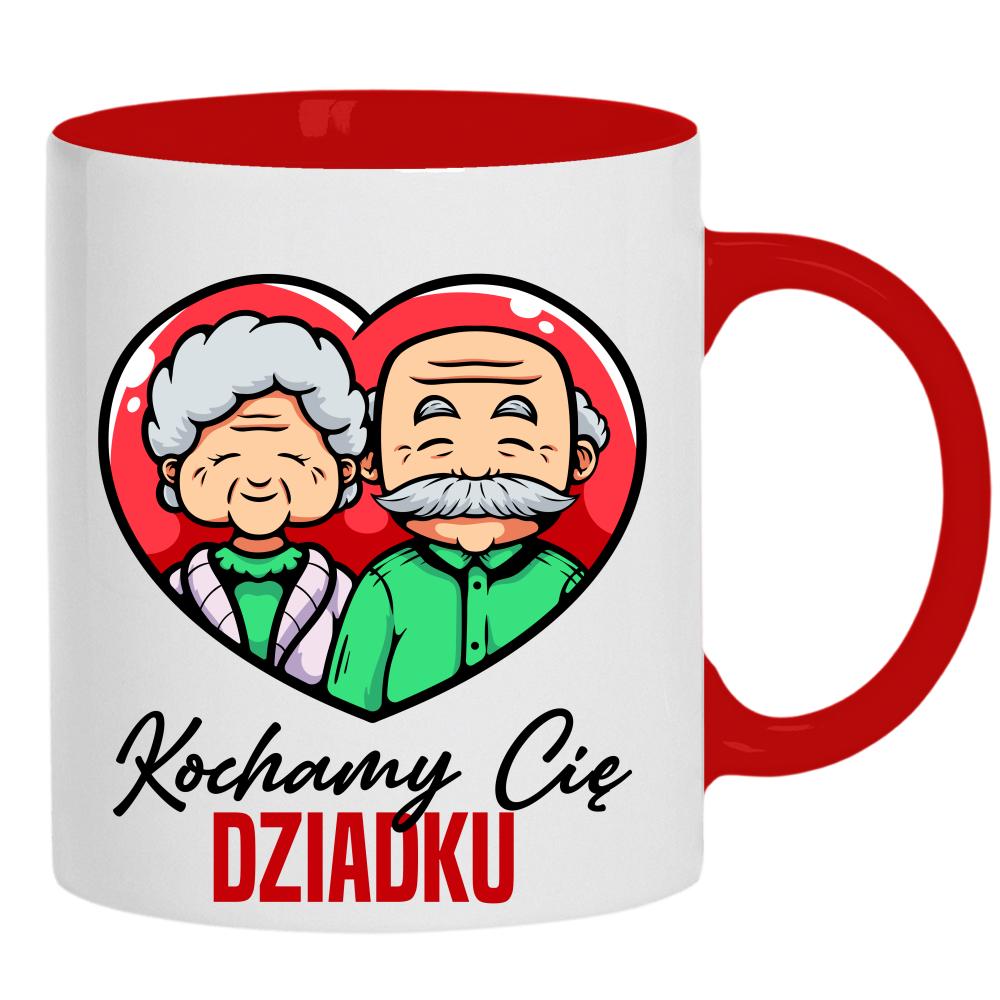 Kochamy Cię Dziadku kubek ucho kolor kolor czerwony