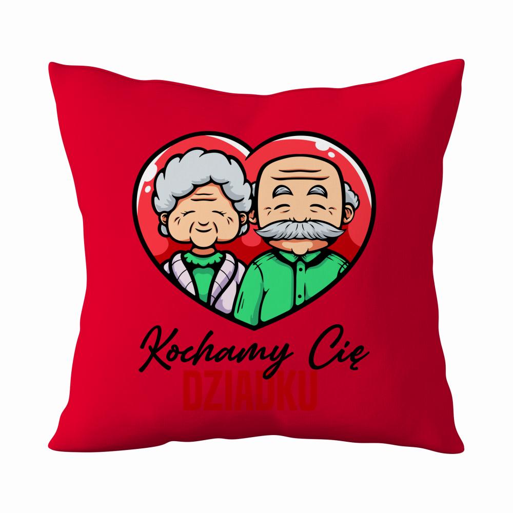 Kochamy Cię Dziadku poduszka kolor czerwony