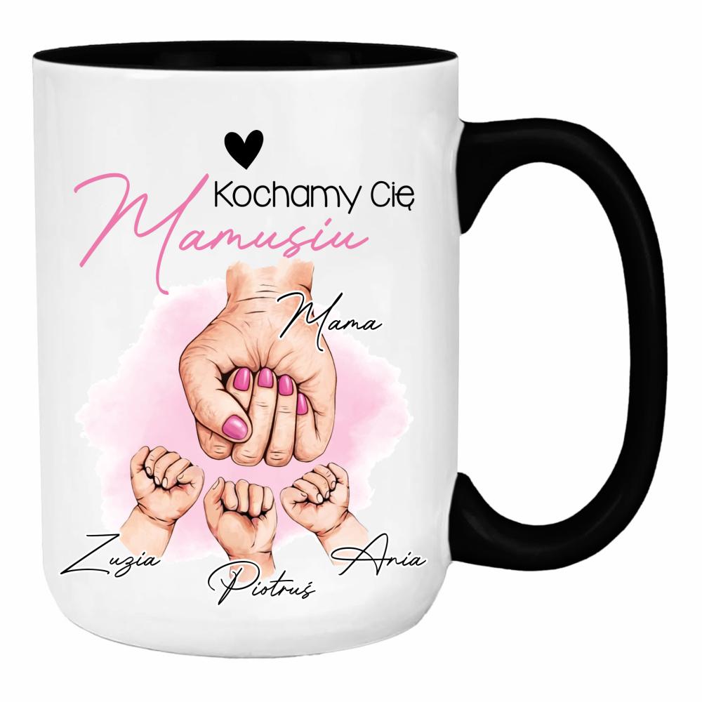 Kochamy Cię mamusiu duży kubek ucho kolor kolor czarny