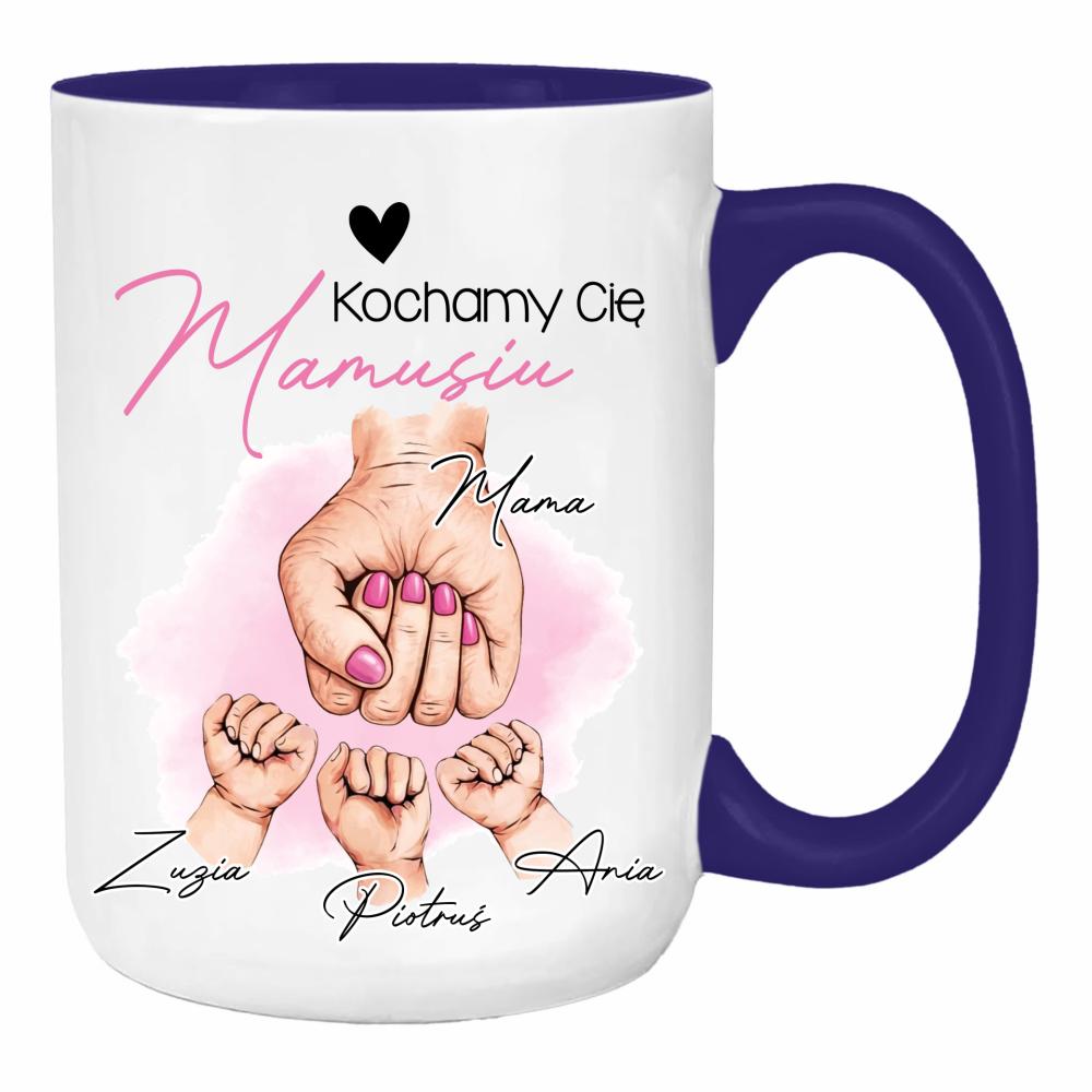 Kochamy Cię mamusiu duży kubek ucho kolor kolor navy
