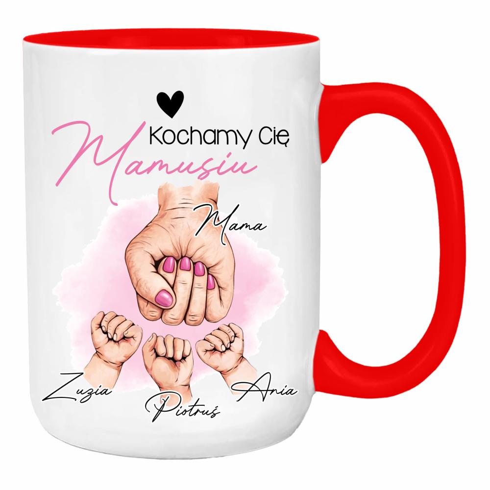 Kochamy Cię mamusiu duży kubek ucho kolor kolor red