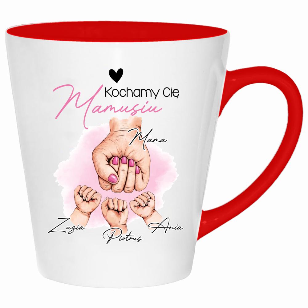 Kochamy Cię mamusiu kubek latte kolor czerwony latte