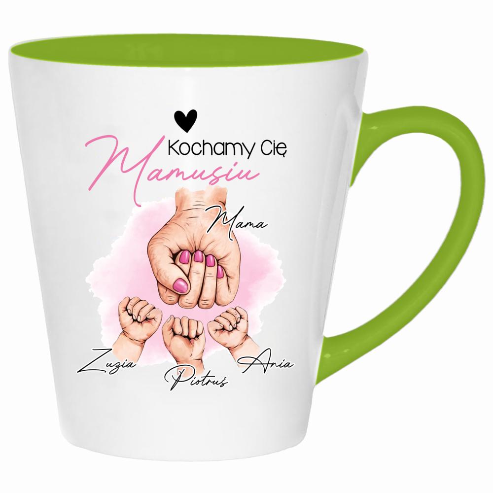 Kochamy Cię mamusiu kubek latte kolor limonka