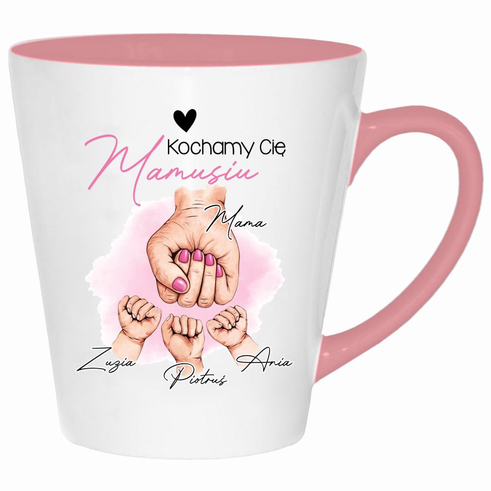 Kochamy Cię mamusiu kubek latte kolor pink